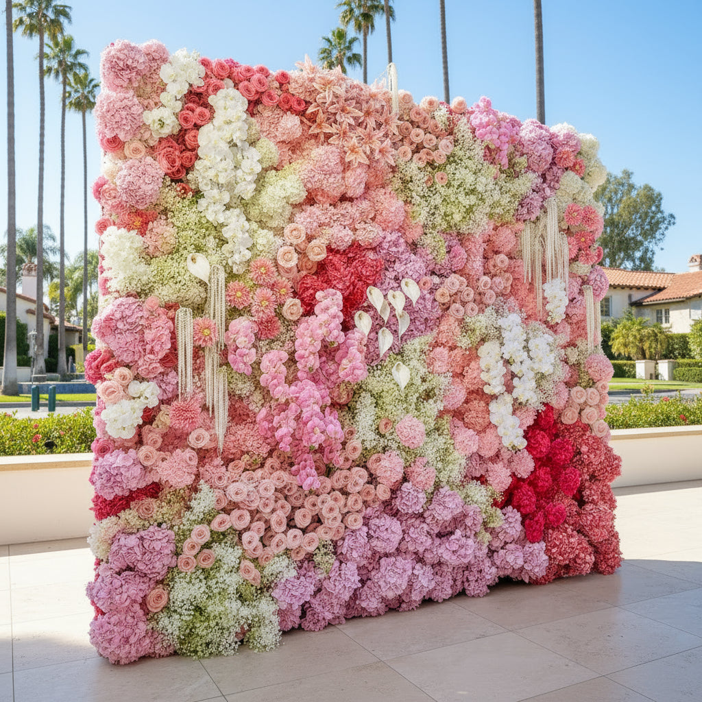 Dripping Pink, White and Lavender Premium Flower Wall Backdrop - 263