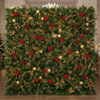 Red, Gold and Greenery Premium Flower Wall Backdrop - 299
