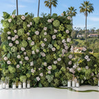 Multi Color Greenery and Pink Blush Rose Premium Flower Wall - 537