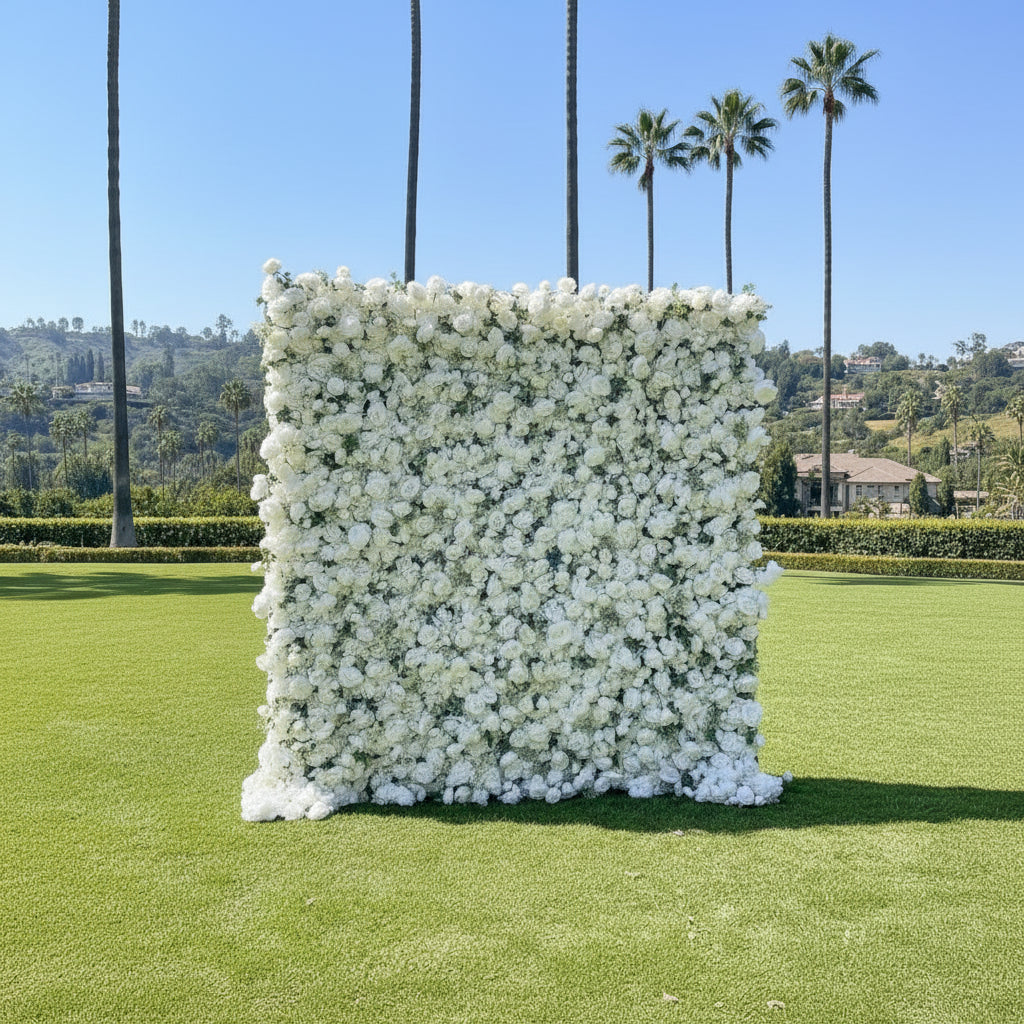 White Wild Rose Greenery Premium Flower Wall - 320