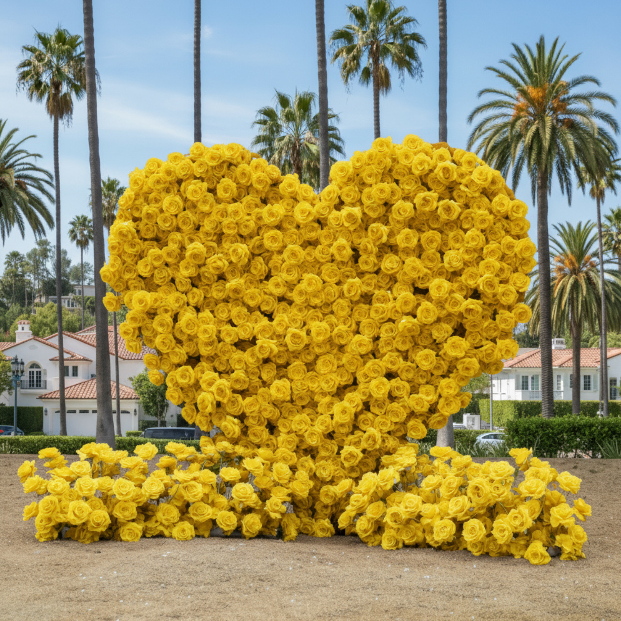 Yellow Premium Wild Rose Heart Flower Arch #4909