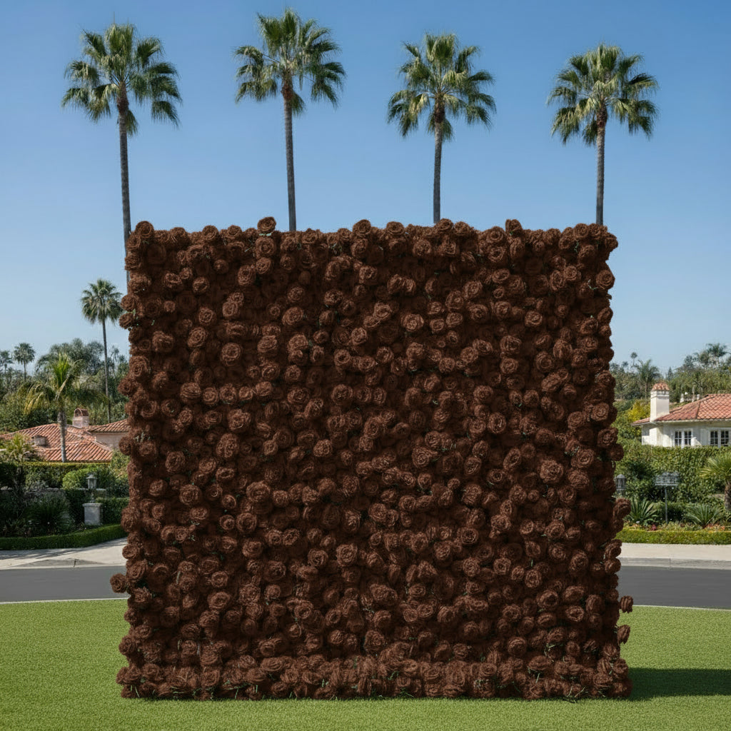 Chocolate Brown Wild Rose Flower Wall Backdrop - 244