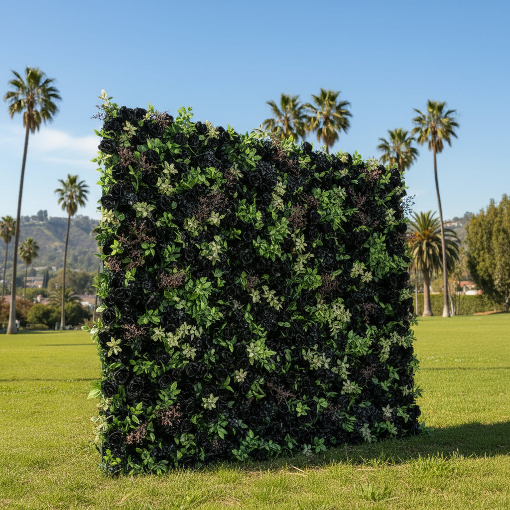 Black Greenery Premium Flower Wall Backdrop - 536