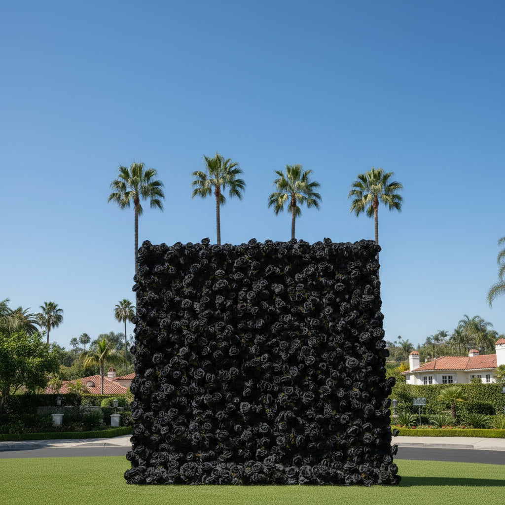 Deluxe Black Wild Rose Flower Wall - 024
