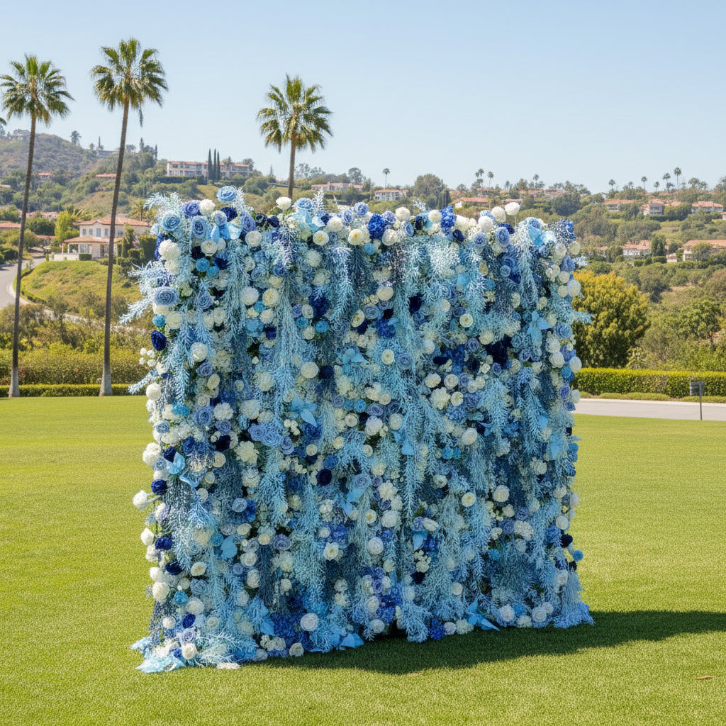 Into The Meadow Dripping Blue & White Flower Wall - 284