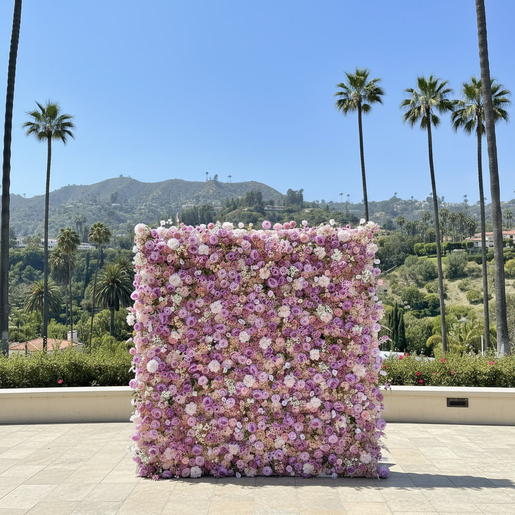 Lavender & Pink Cream Premium Flower Wall - 167