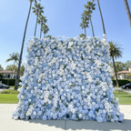 Blue & White Wild Rose Premium Flower Wall - 135