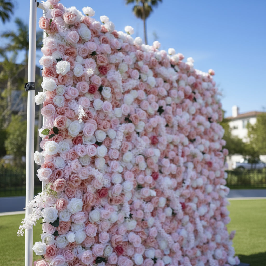 Light Pink with a Hint of Black Wild Rose Premium Flower Wall - 008
