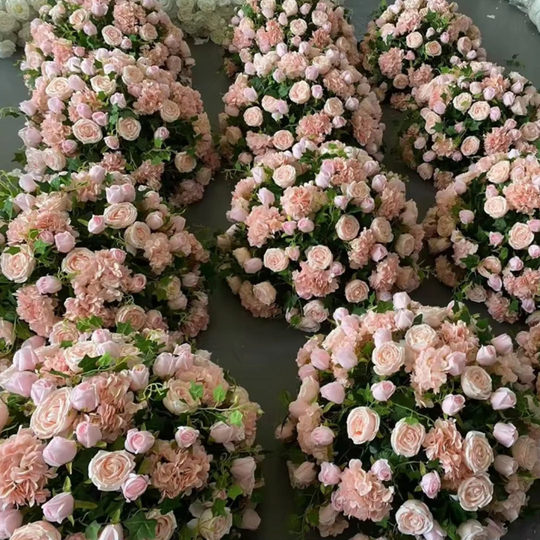 Pink Wild Rose Greenery Premium Flower Ball - 1033
