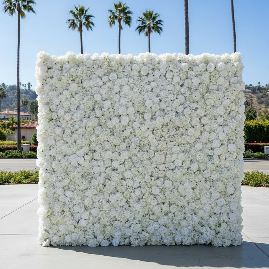 Classic White Rose Hydrenga Flower Wall - 001