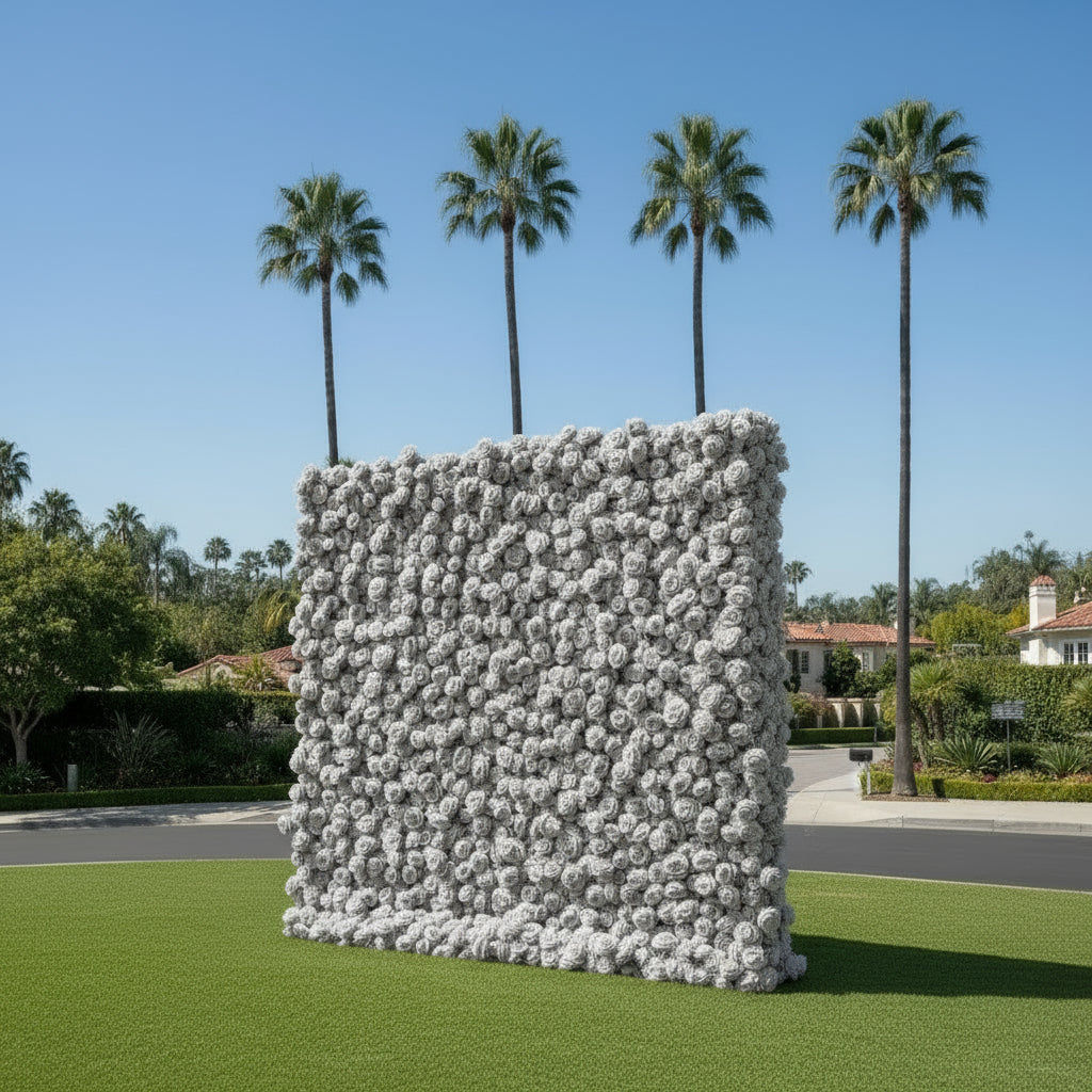 Light Grey Wild Rose Flower Wall Backdrop - 239