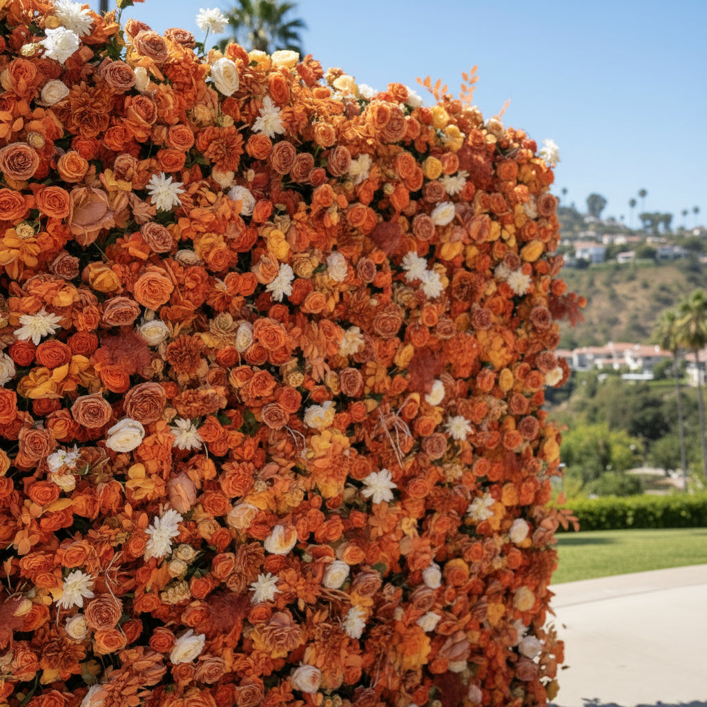 Orange Wild Rose Premium Flower Wall - 017