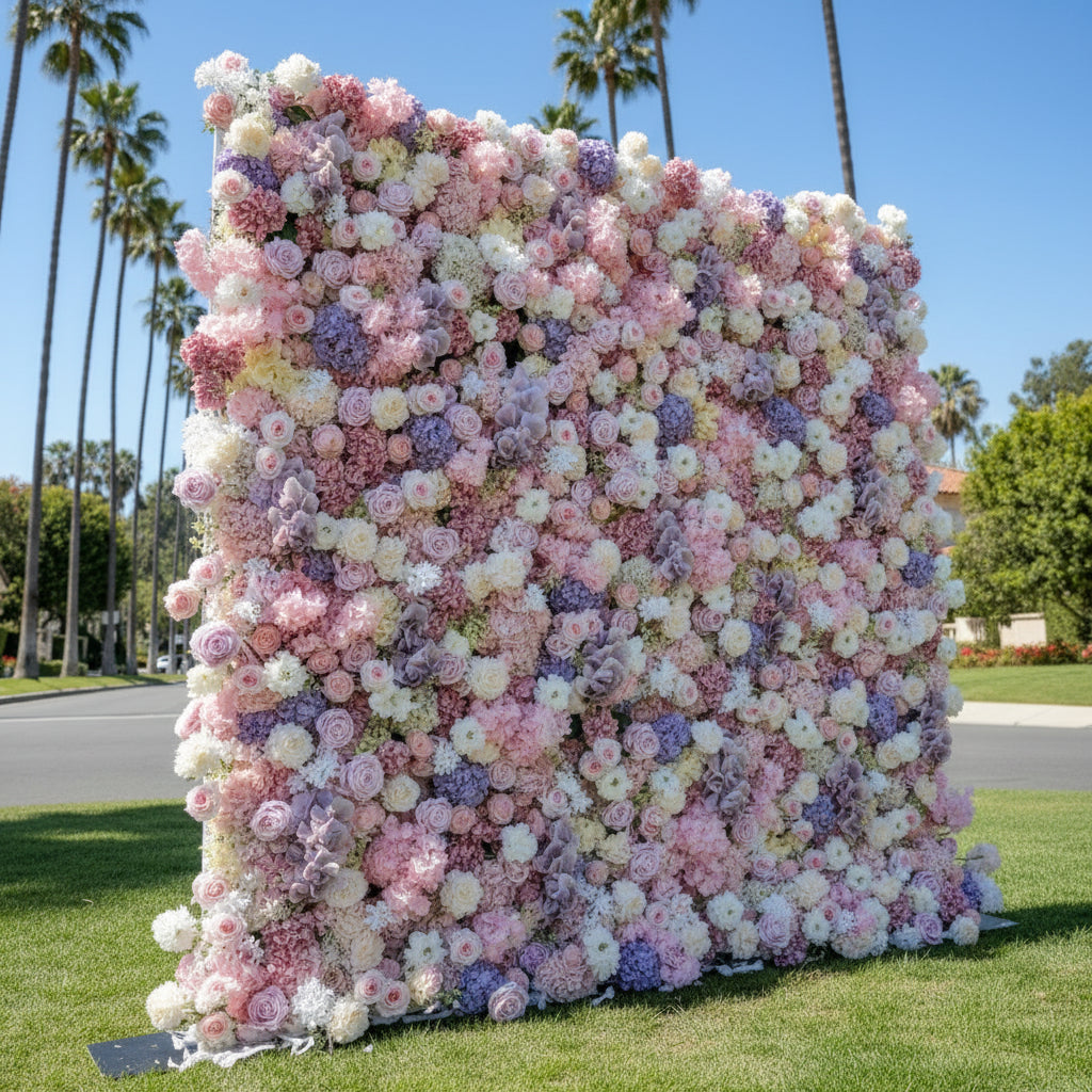 White, Purple & Pink Wild Hydrengea Premium Flower Wall - 249