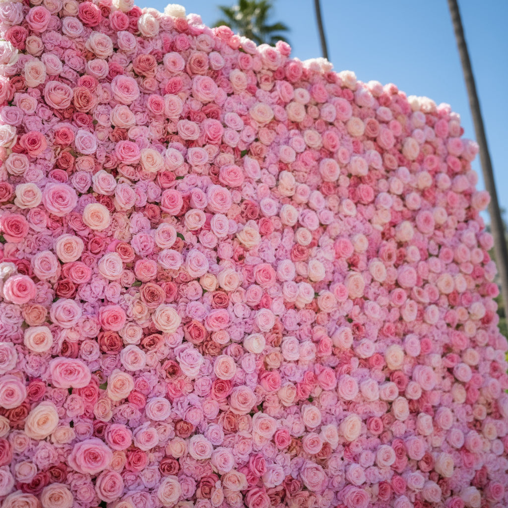 Pink & Peach Wild Rose Premium Flower Wall - 225