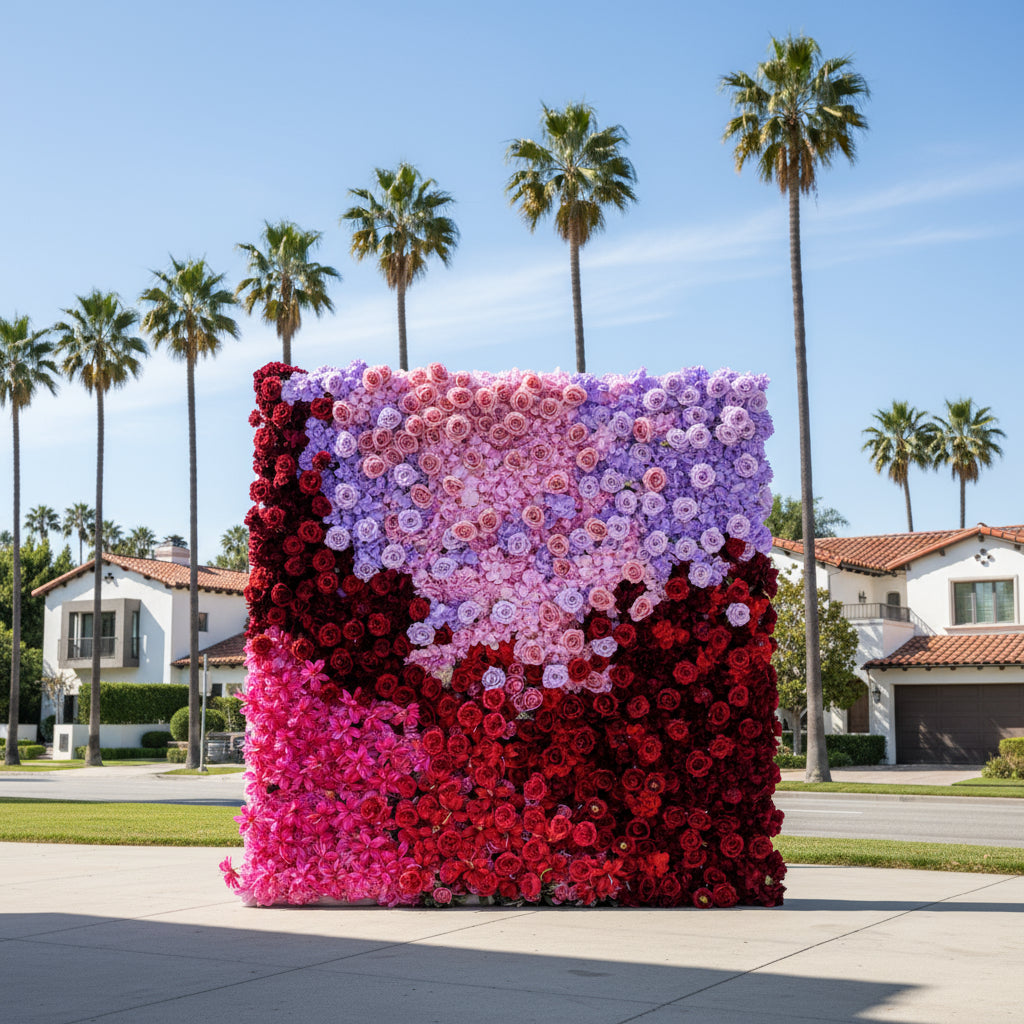 Pink, Purple and Red Premium Rose Flower Wall - 326