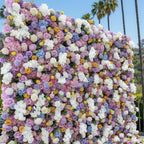 Dripping White, Orange, Yellow and Purple Premium Flower Wall - 221