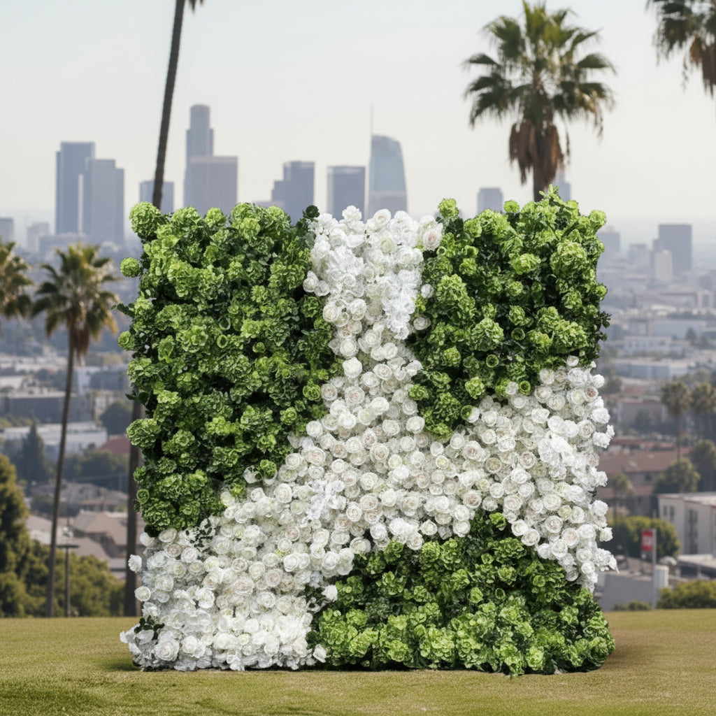 Wild White Rose and Greenery Premium Flower Wall - 285