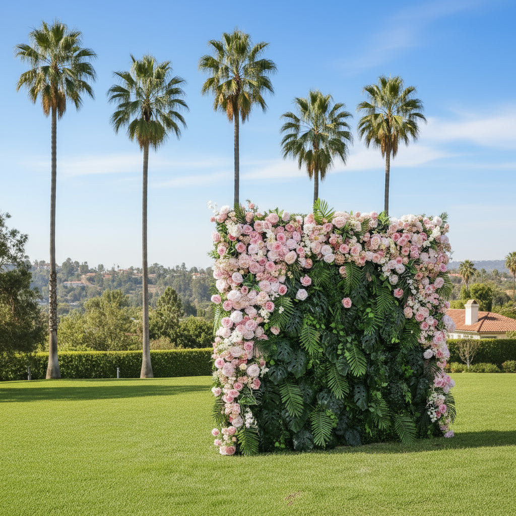 Into The Jungle Pink Rose Premium Greenery Floral Wall - 166