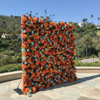 Blue, Orange and Yellow Wild Rose Premium Flower Wall - 014