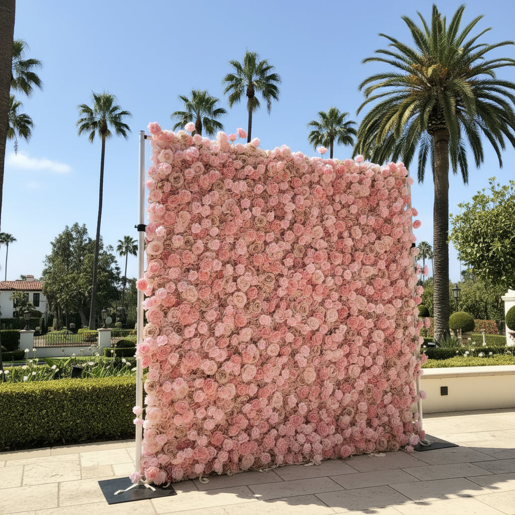 Light Pink & Tan Wild Rose Premium Flower Wall - 271