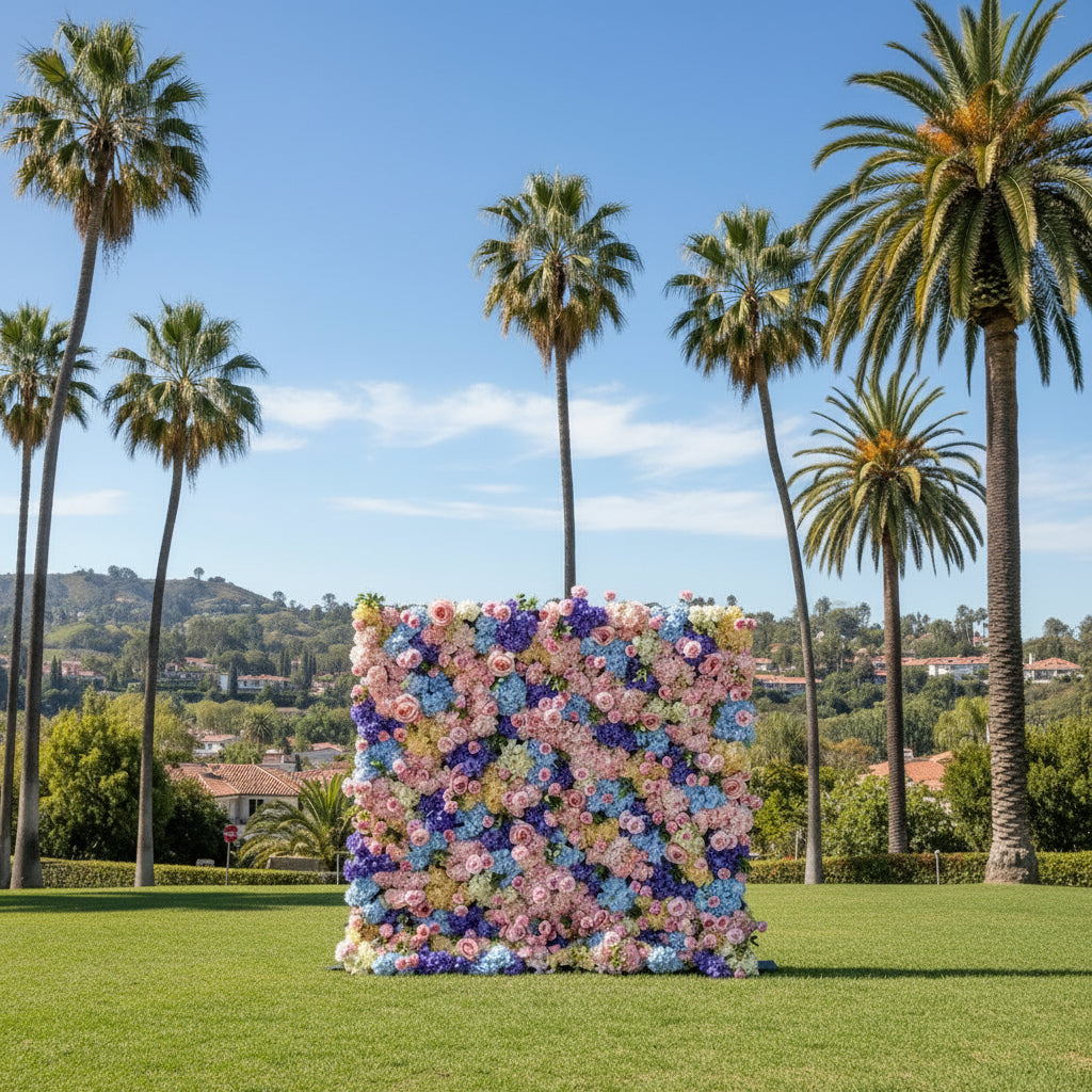 Blue, Purple, Pink and Yellow Premium Flower Wall - 245