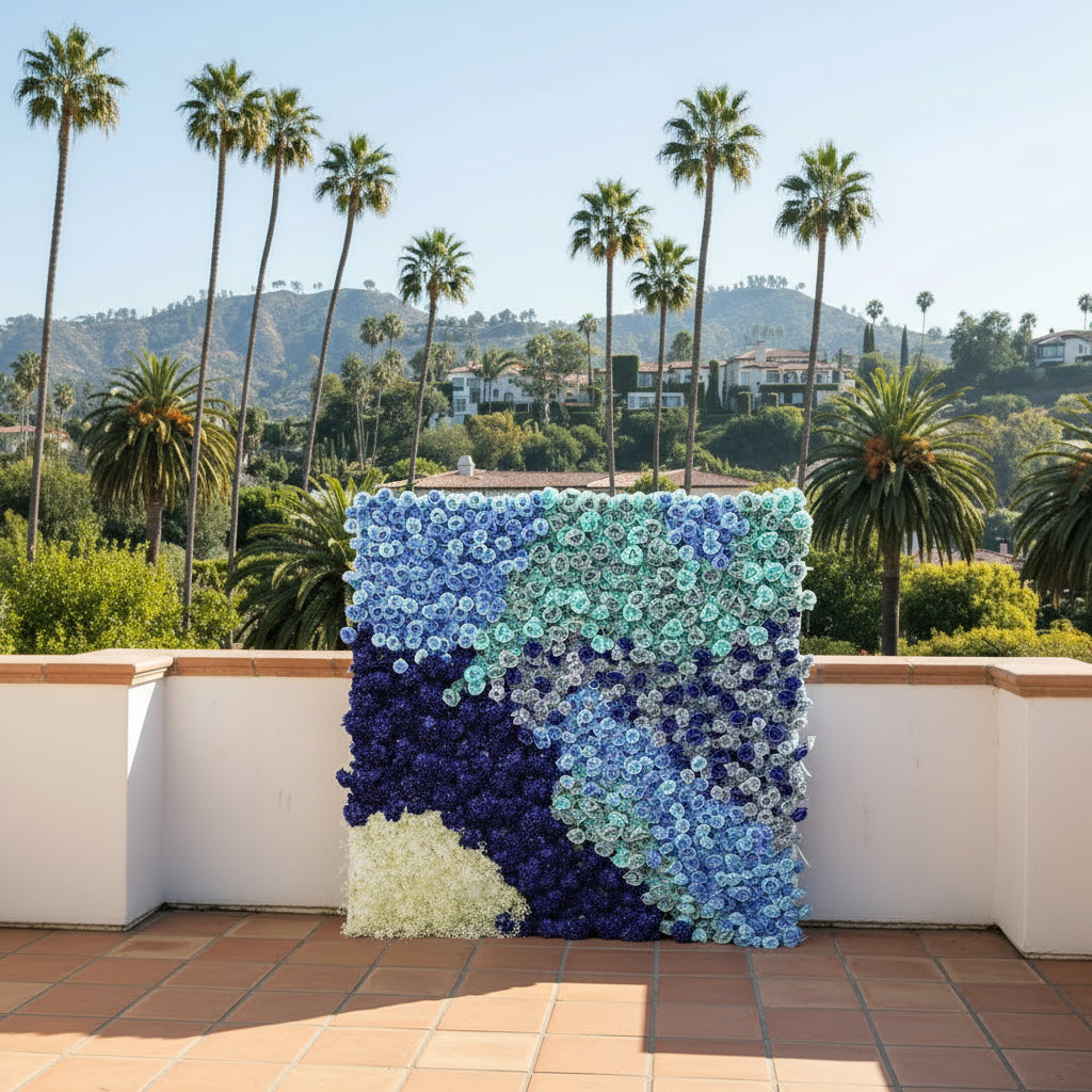 Light & Dark Blue Premium Rose Flower Wall - 109