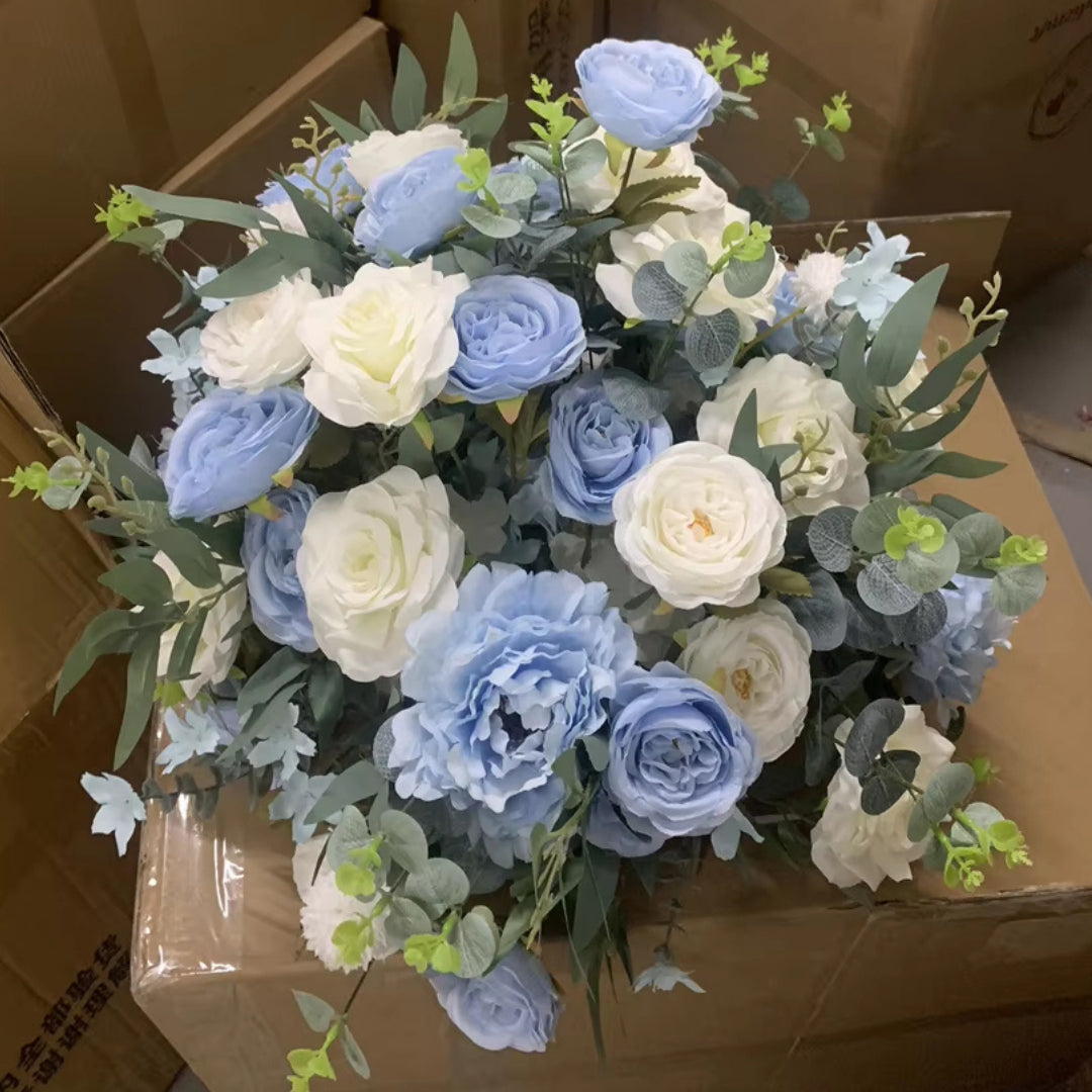 Light Blue & White Premium Flower Ball - 1042