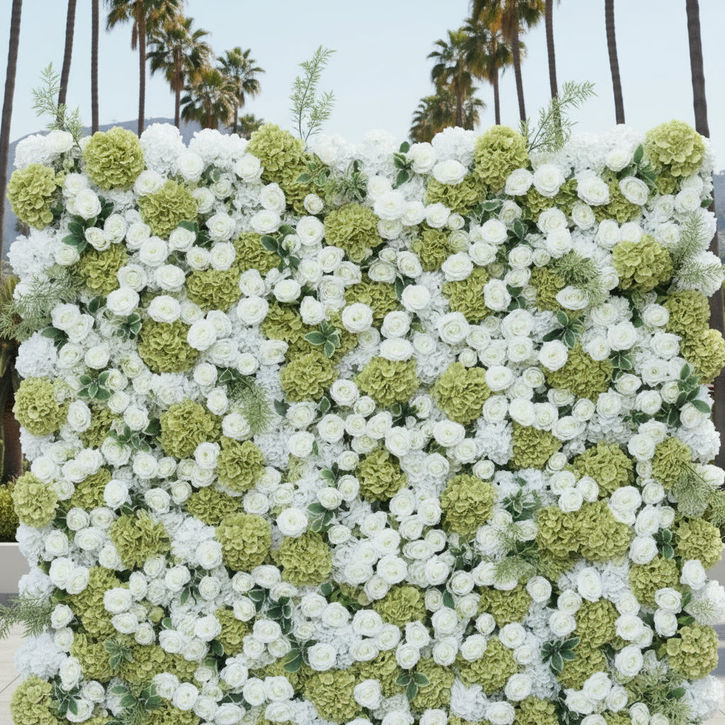White Rose Green Hydregenda Premium Flower Wall - 288