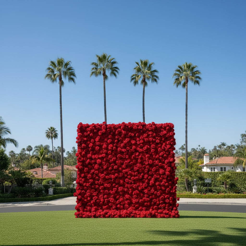 Deluxe Pure Red Wild Rose Flower Wall - 021