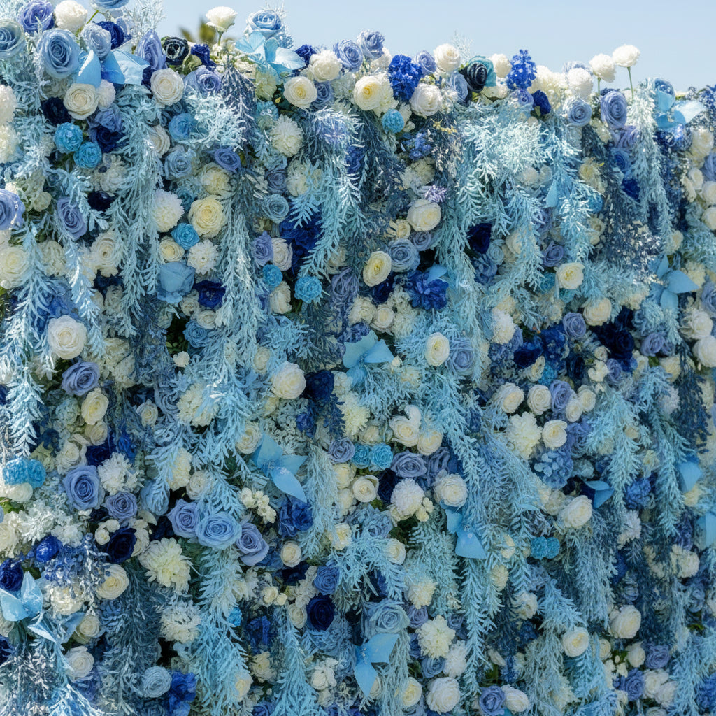 Into The Meadow Dripping Blue & White Flower Wall - 284
