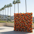 Blue, Orange and Yellow Wild Rose Premium Flower Wall - 014