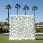 All White Premium Wild Rose Flower Wall - 020