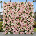 Pink, White and Greenery Premium Flower Wall Backdrop - 264