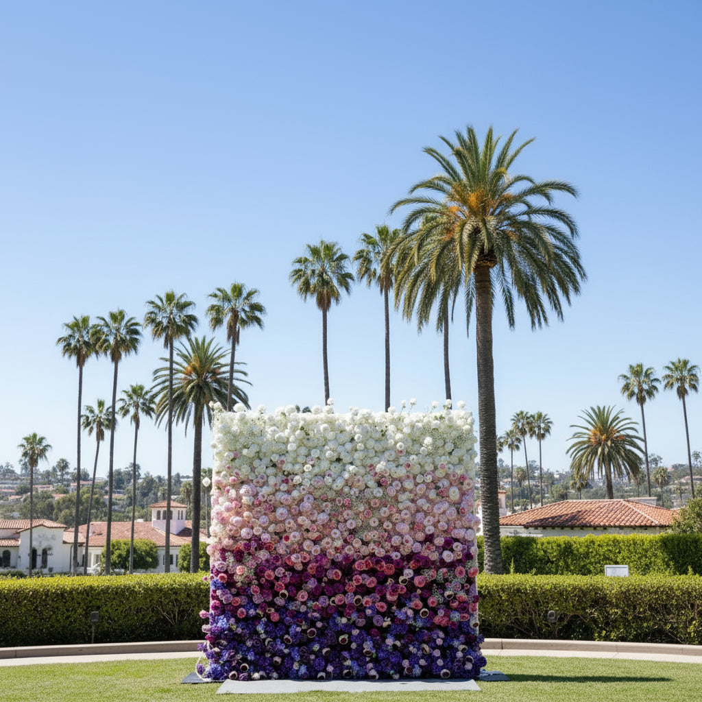 Purple, Pink & White Premium Rose Flower Wall - 111