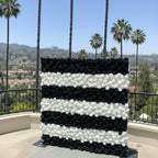 Black and White Stripe Wild Rose Premium Flower Wall - 215