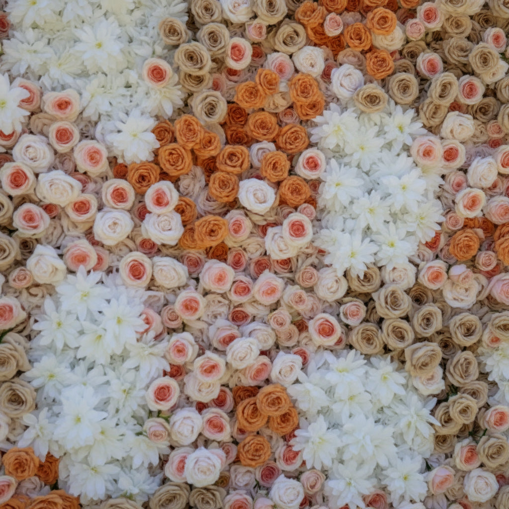 Pink, White and Orange Premium Flower Wall - 096