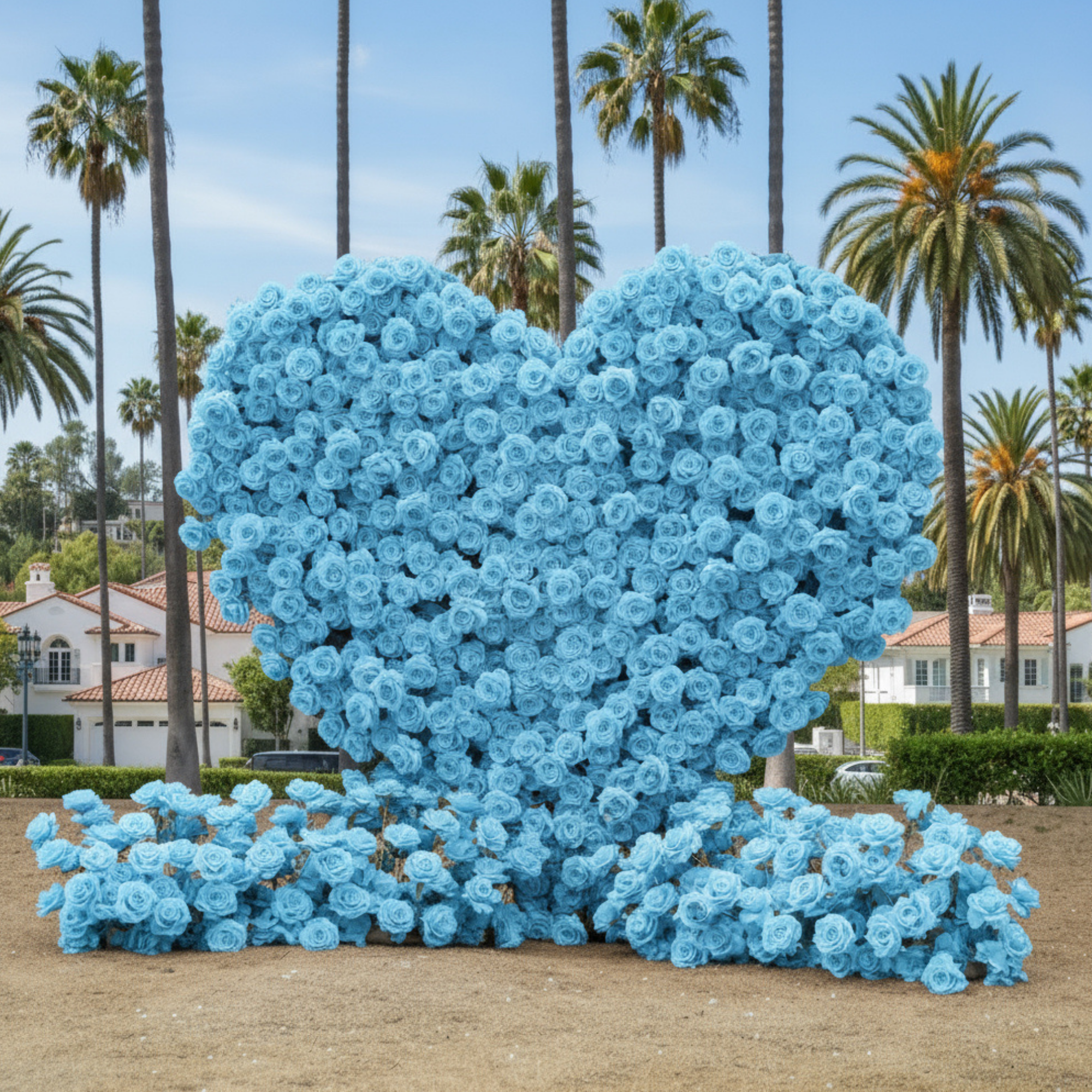 Light Blue Premium Wild Rose Heart Flower Arch #4906