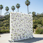 Classic White and Purple Rose Flower Wall - 003