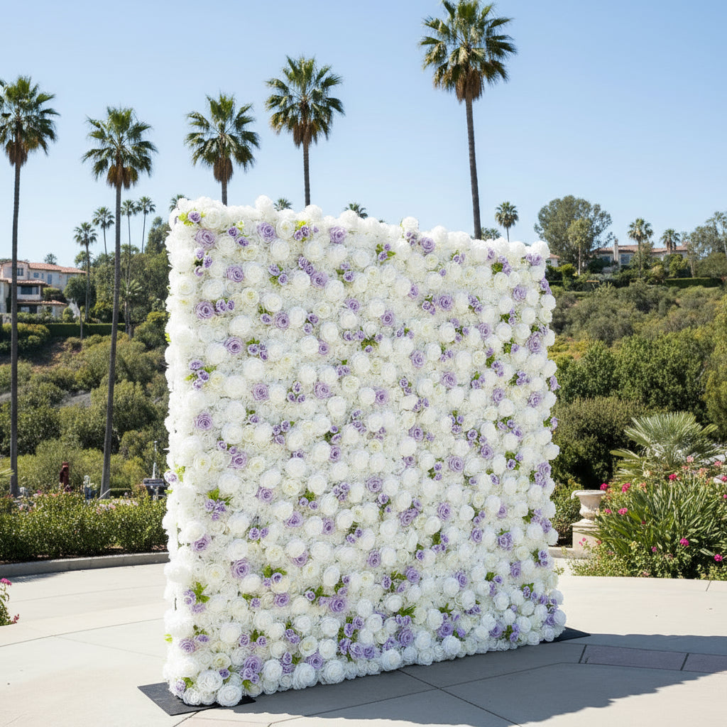 Classic White and Purple Rose Flower Wall - 003