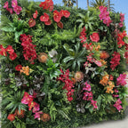 Deluxe Pink, Orange and Red Jungle Greenery Premium Flower Wall Backdrop - 540