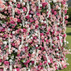 Dripping Pink & White Greenery Premium Flower Wall - 136