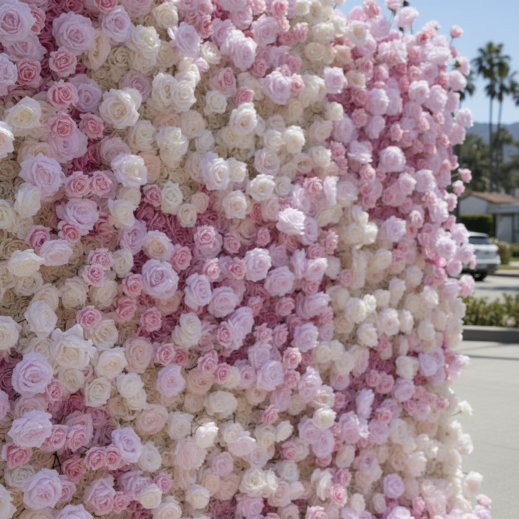 Light Pink Cream Premium Rose Flower Wall - 099