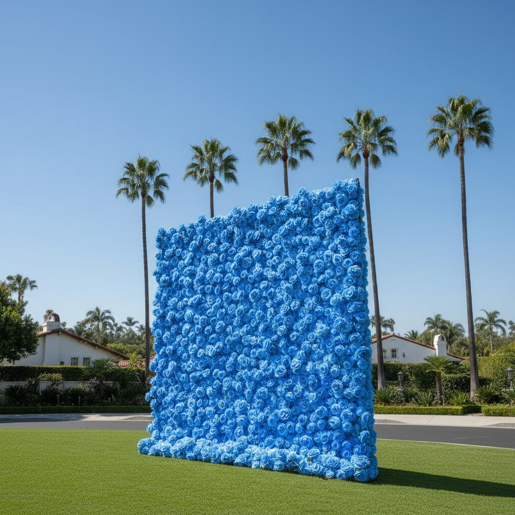 Bright Blue Wild Rose Flower Wall - 237