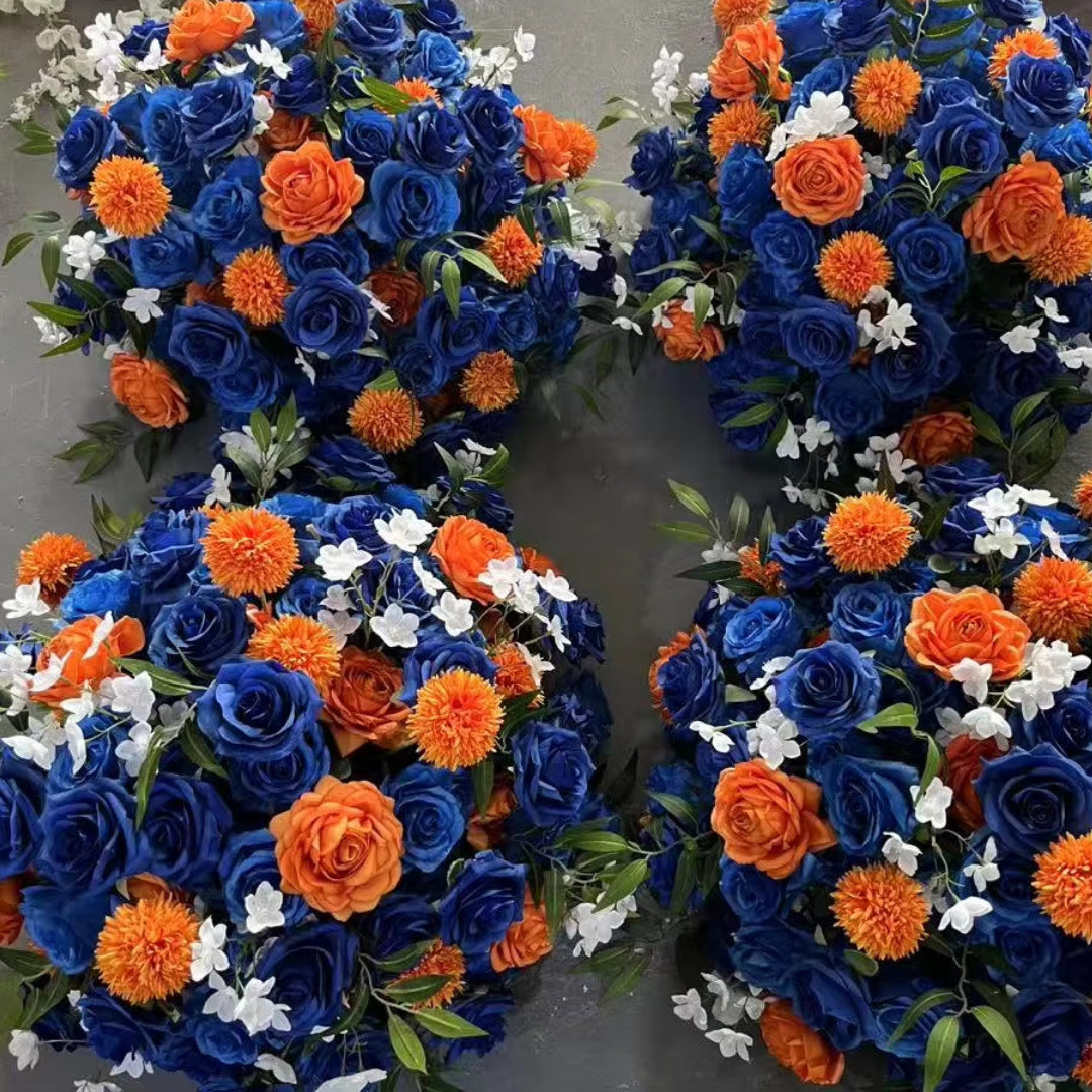 Blue, Orange and White Premium Rose Flower Ball - 1044