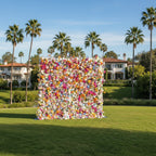 Blue, Orange & Cream Premium Flower Wall - 120