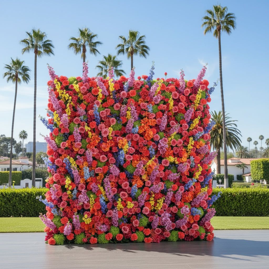 Into the Meadow Pink, Orange, Yellow, Purple and Green Wild Flower Wall Backdrop - 307