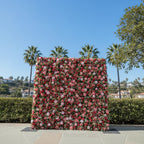 Red, Pink and Greenery Rose Premium Flower Wall - 031