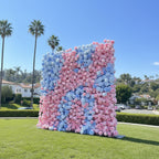 Pink & Blue Premium Rose Flower Wall - 107