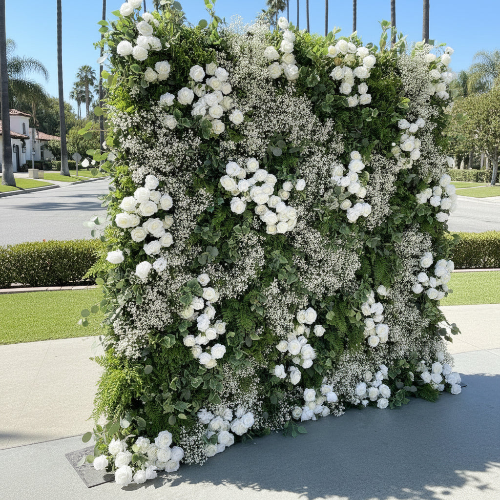 Green & White Baby's Breath Premium Flower Wall - 233