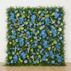 Dripping Blue Greenery Premium Flower Wall Backdrop - 294